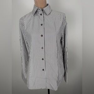 Zara Black and White Vertical Stripe Dress Shirt